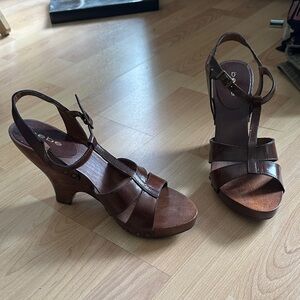 Bebe Chocolate Brown Strappy Heels